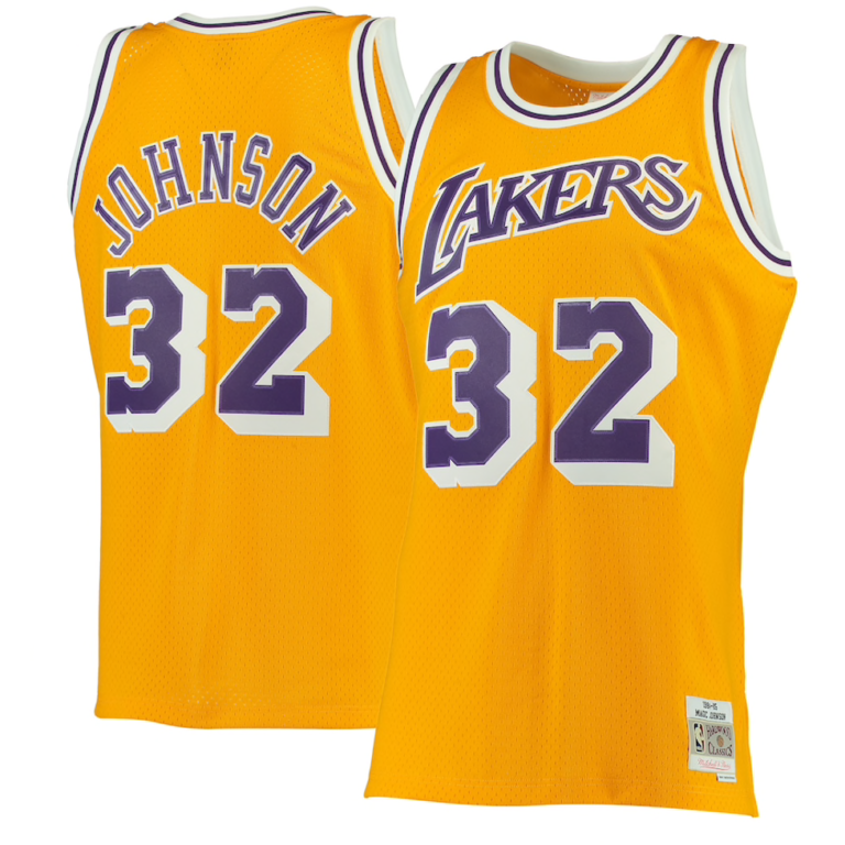 Magic Johnson NBA player jersey.